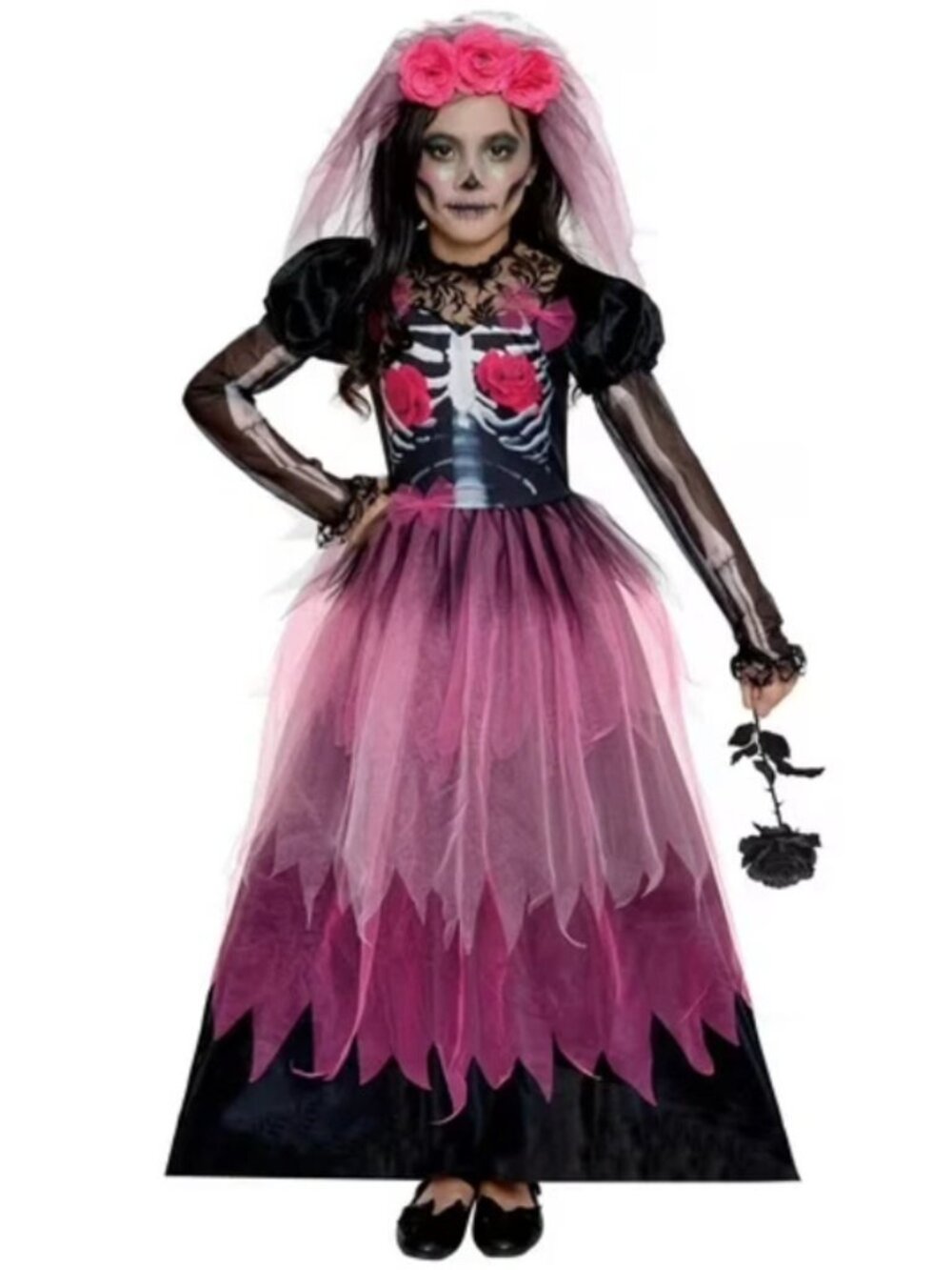 Partyholic Girl's Queen of the Dead HalloweenCostume Large (10-12)